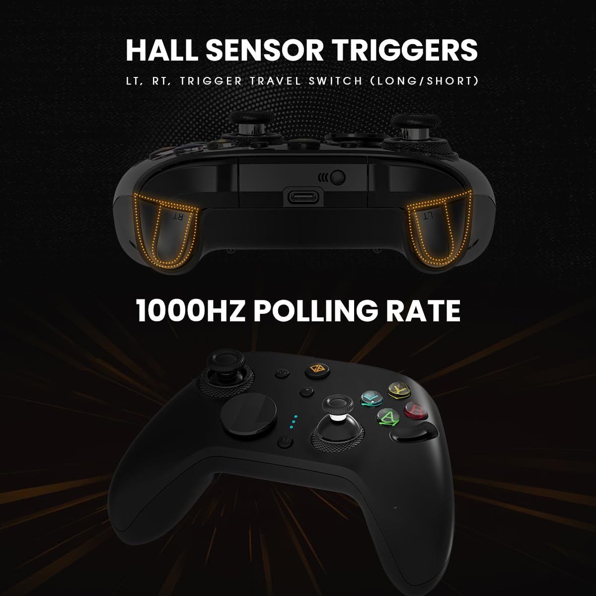 Cosmic Byte Eclipse Tri-Mode Controller | Hall Effect Triggers with Trigger Locks | Adjustable Force TMR Joysticks | 6-Axis Gyro | HD Voice Coil Vibration | Macro Back Buttons | PC/Android/iOS