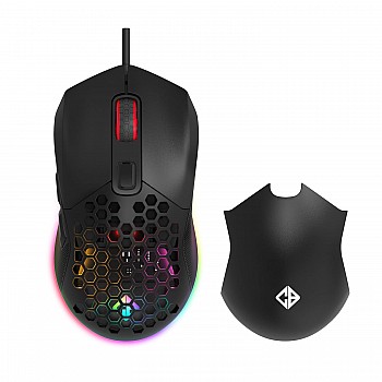 Cosmic Byte Firestorm RGB Wired Gaming Mouse, 67 Grams, 12400DPI, 1000Hz Polling, Pixart 3327 Sensor, 10M Switches, Paracord Cable, Software Support Upgraded PTFE Feet (Black)