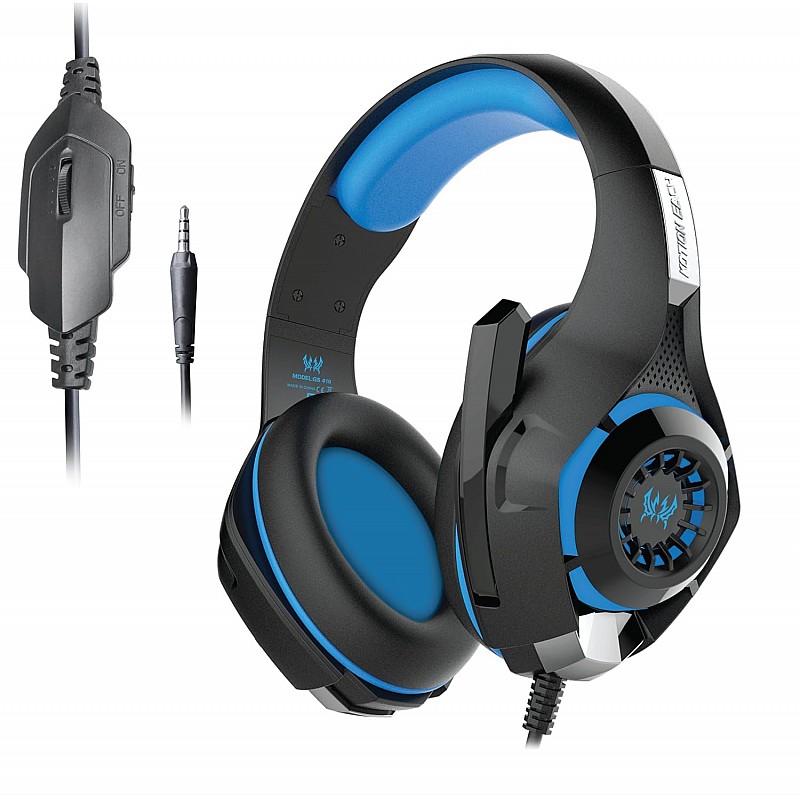 Cosmic Byte GS410 Wired Over-ear Headphones with Mic (Black/Blue, Pack Of 1)