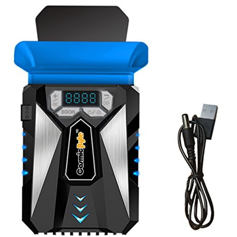 Cosmic Byte Hailstorm Laptop Vacuum Cooler with Temperature Display and Adjustable Fan Speed (Black/Blue)