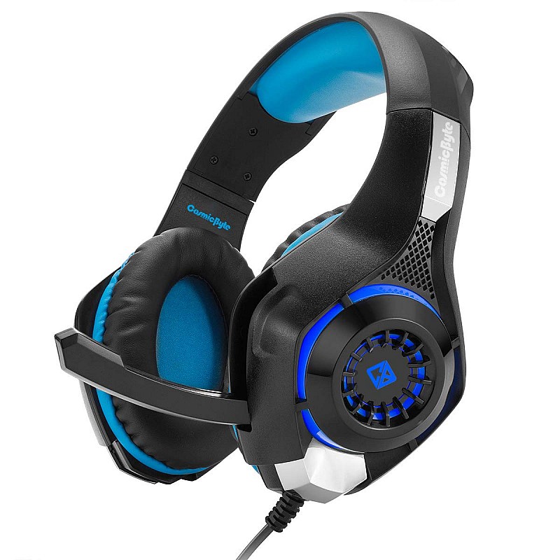 Cosmic Byte Kotion GS410 Wired On Ear Headphone with Mic for Mobiles, Tablets, PC, PS4, PS5 and Xbox (Blue) 