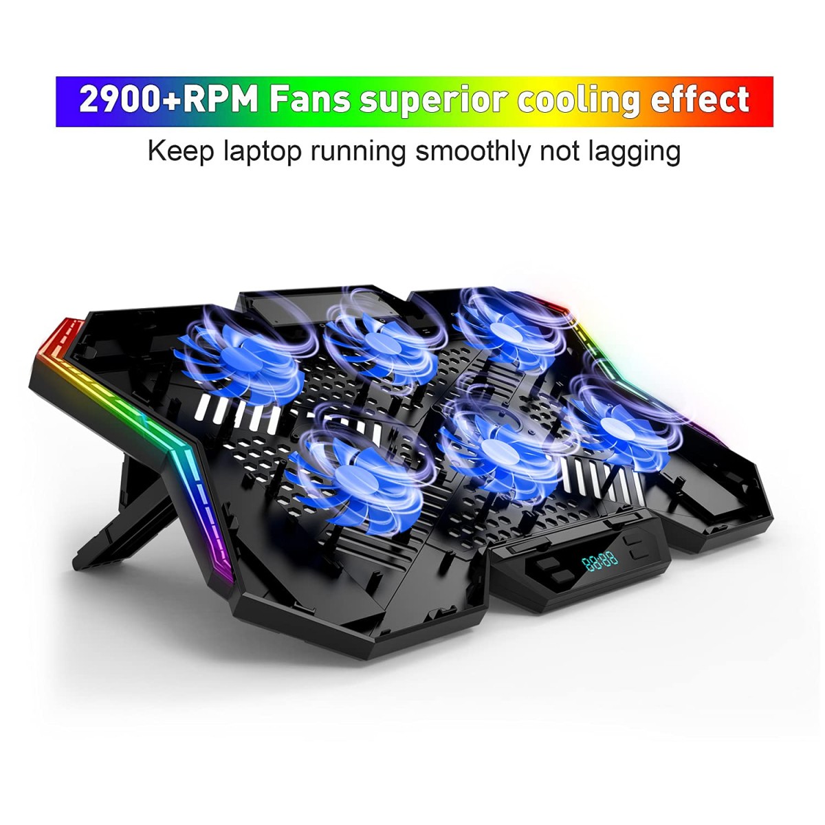 Cosmic Byte Meteoroid RGB Laptop Cooling Pad with 6 Fan Upto 17 inch laptops Black Blue