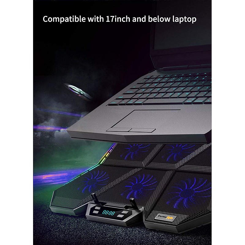 Cosmic Byte Meteoroid RGB Laptop Cooling Pad with 6 Fan Upto 17 inch laptops Black Blue