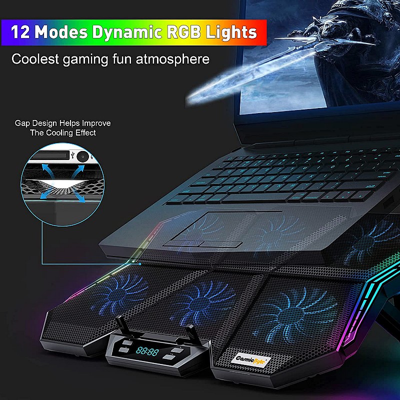 Cosmic Byte Meteoroid RGB Laptop Cooling Pad with 6 Fan Upto 17 inch laptops Black Blue