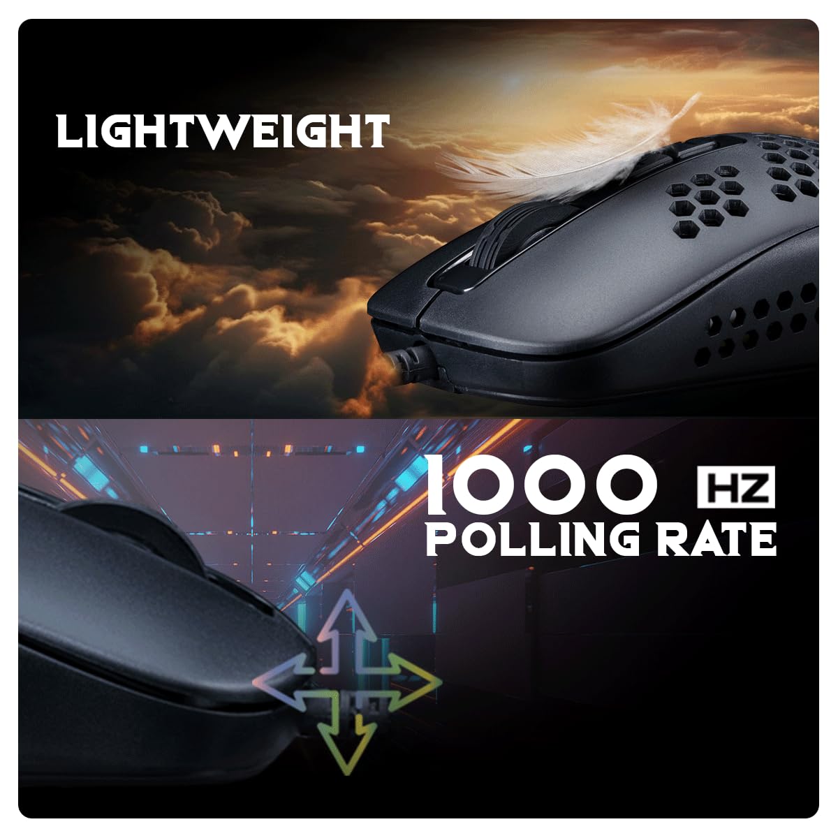 Cosmic Byte Orcus RGB Honeycomb Gaming USB Mouse with Software, New Upgraded, 12800DPI, Instant 825 Sensor