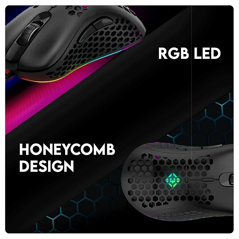 Cosmic Byte Spectrum RGB Wired Gaming Mouse, 66grams, 12800DPI, 1000Hz Polling, 10M Switches, Software Support (Black)