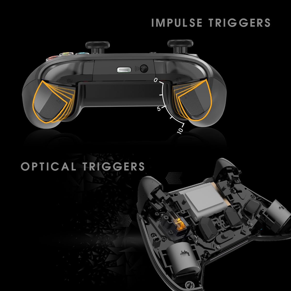Cosmic Byte Starforge Tri-Mode Controller | Optical Triggers with Trigger Locks | TMR Replaceable Joysticks | Impulse Trigger Feedback | HD Voice Coil Vibration | Macro Back Buttons | RGB & Tri-Mode Connectivity