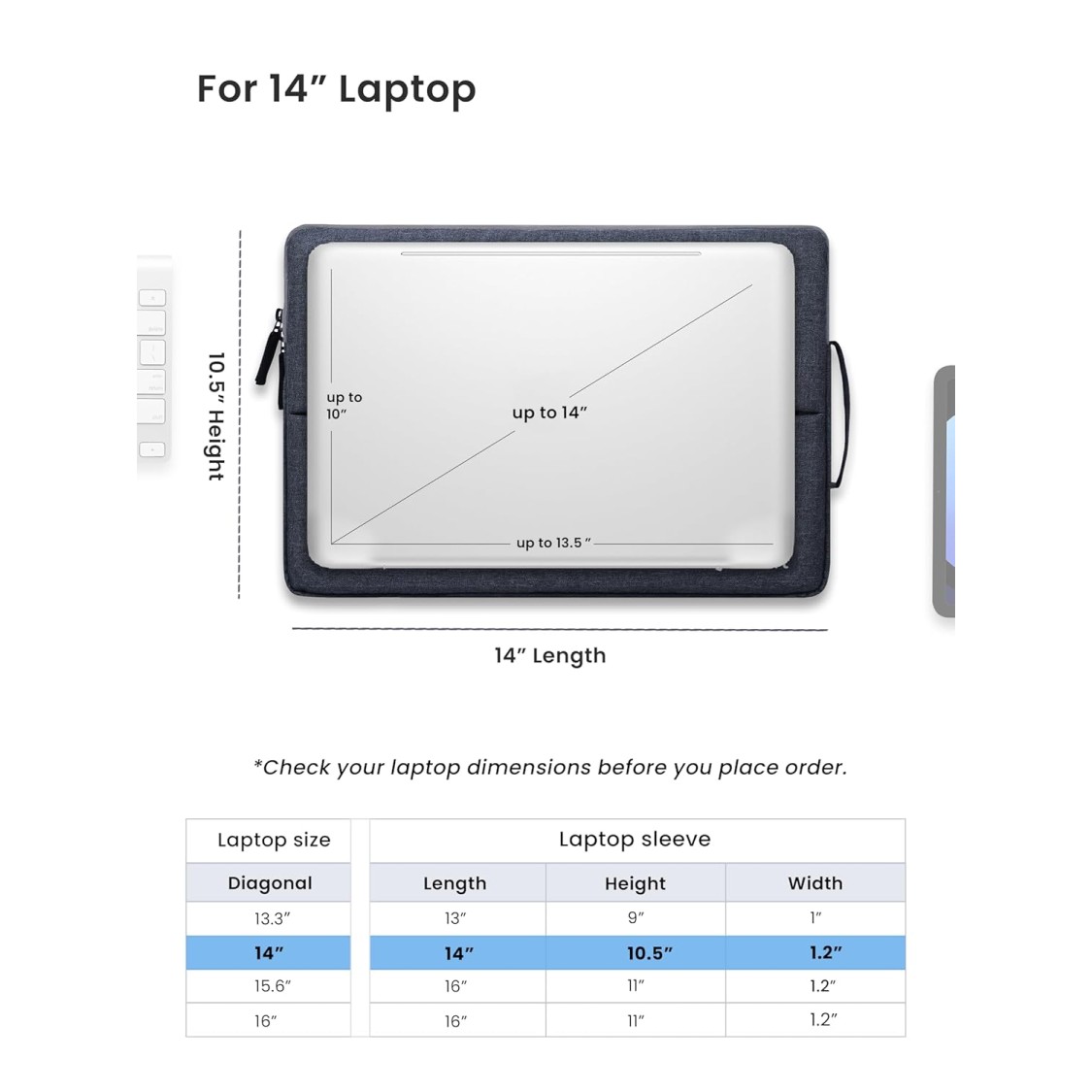 Craloft 14 Inch Laptop Sleeve Cover Bag with Charger Pouch – Water-Resistant Case for MacBook, Dell, HP, Lenovo – Ideal for Office & Travel Use