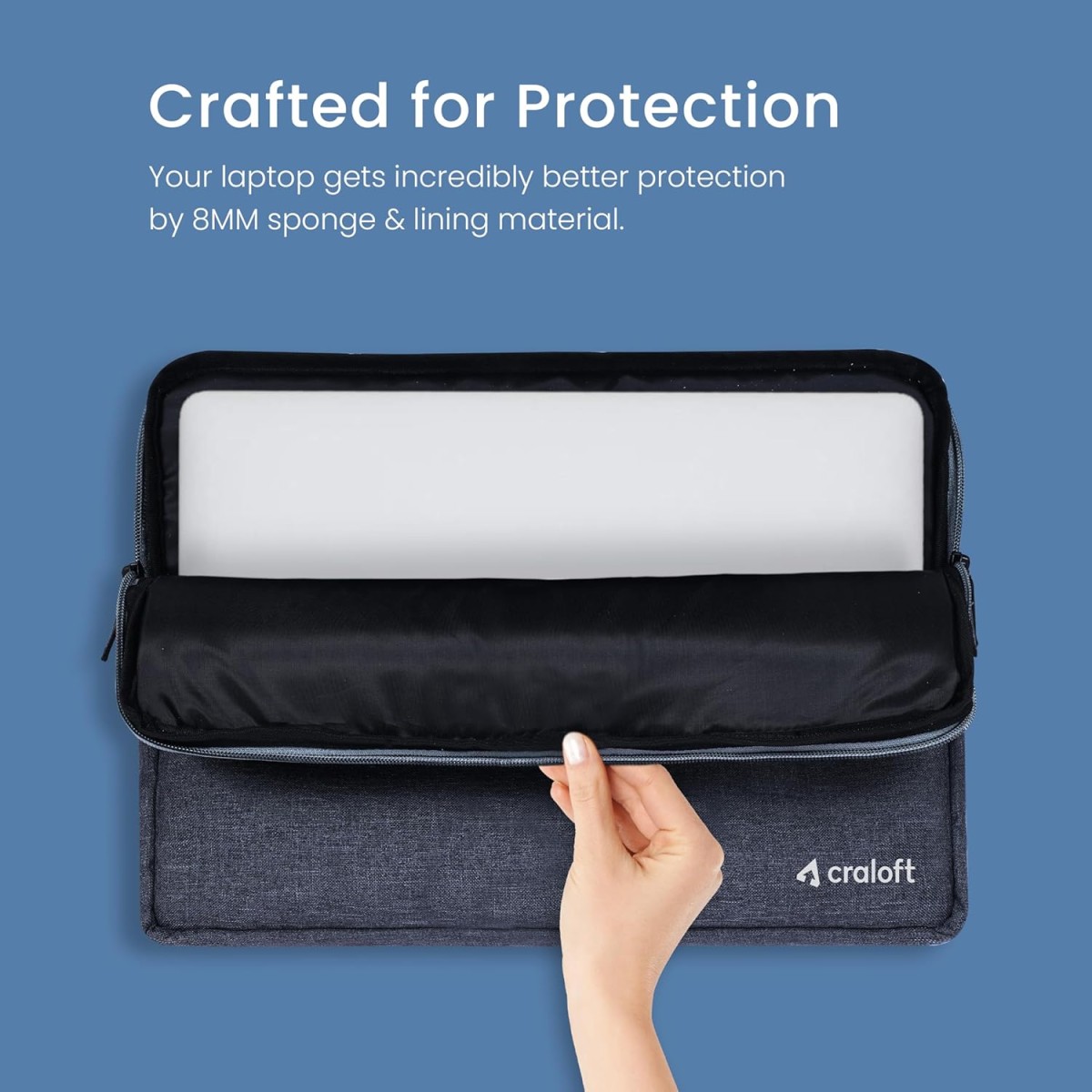 Craloft 14 Inch Laptop Sleeve Cover Bag with Charger Pouch – Water-Resistant Case for MacBook, Dell, HP, Lenovo – Ideal for Office & Travel Use