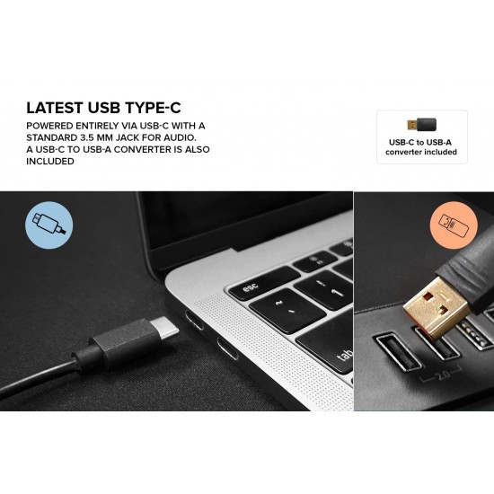 Creative Pebble V2 - Minimalistic 2.0 USB-C Powered Desktop Speakers, 3.5 mm AUX-in Type-A Adapter Cable (Black)