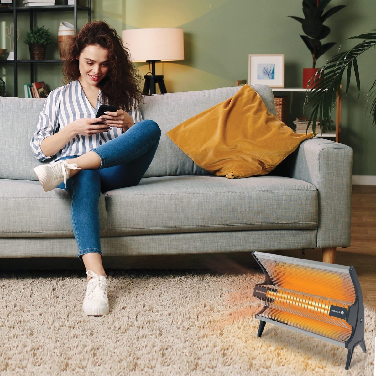 Crompton 1000 Watt Insta Red Radiant Room Heater with Ceramic Rod,Stainless steel reflector with Powder Coated Metallic Body.