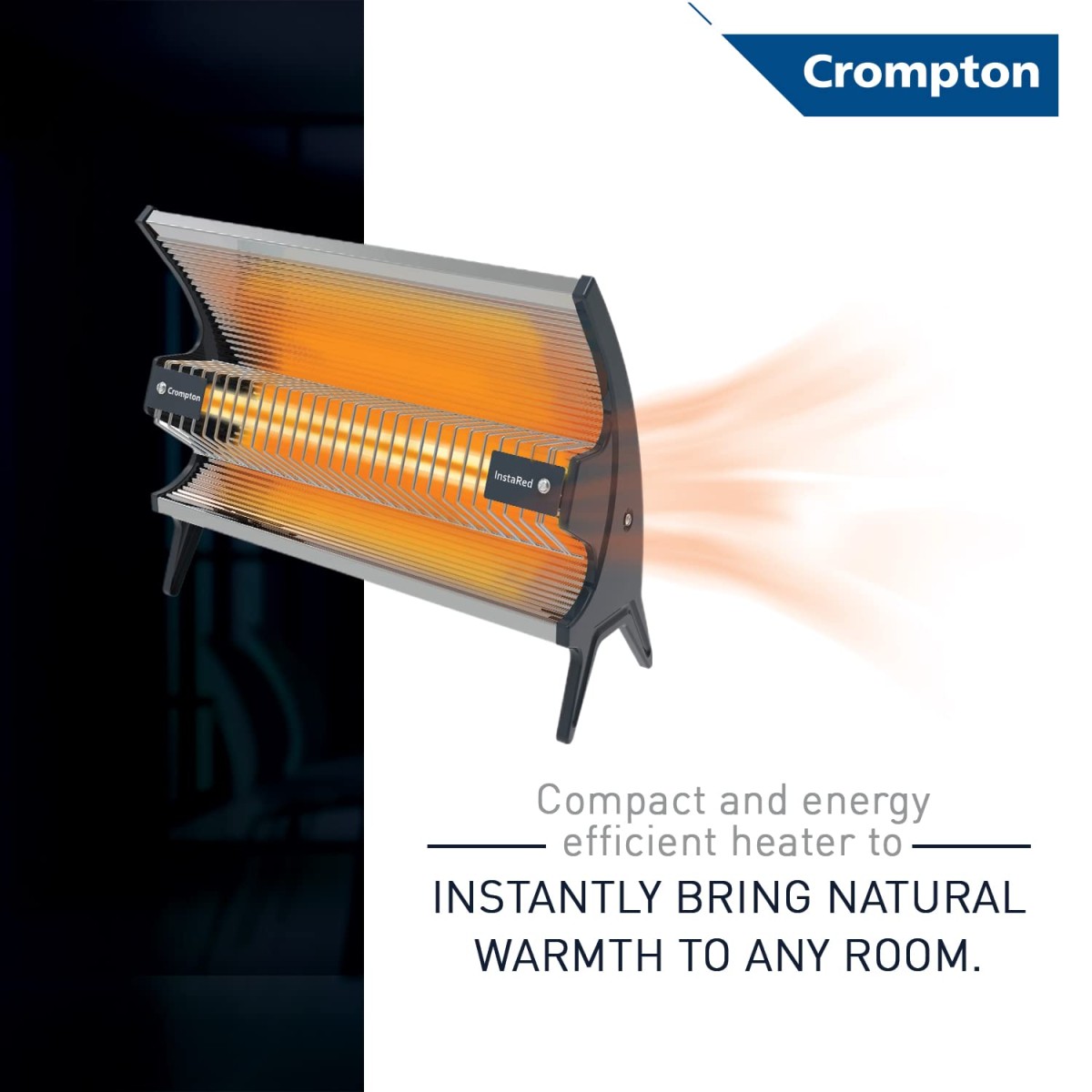 Crompton 1000 Watt Insta Red Radiant Room Heater with Ceramic Rod,Stainless steel reflector with Powder Coated Metallic Body.