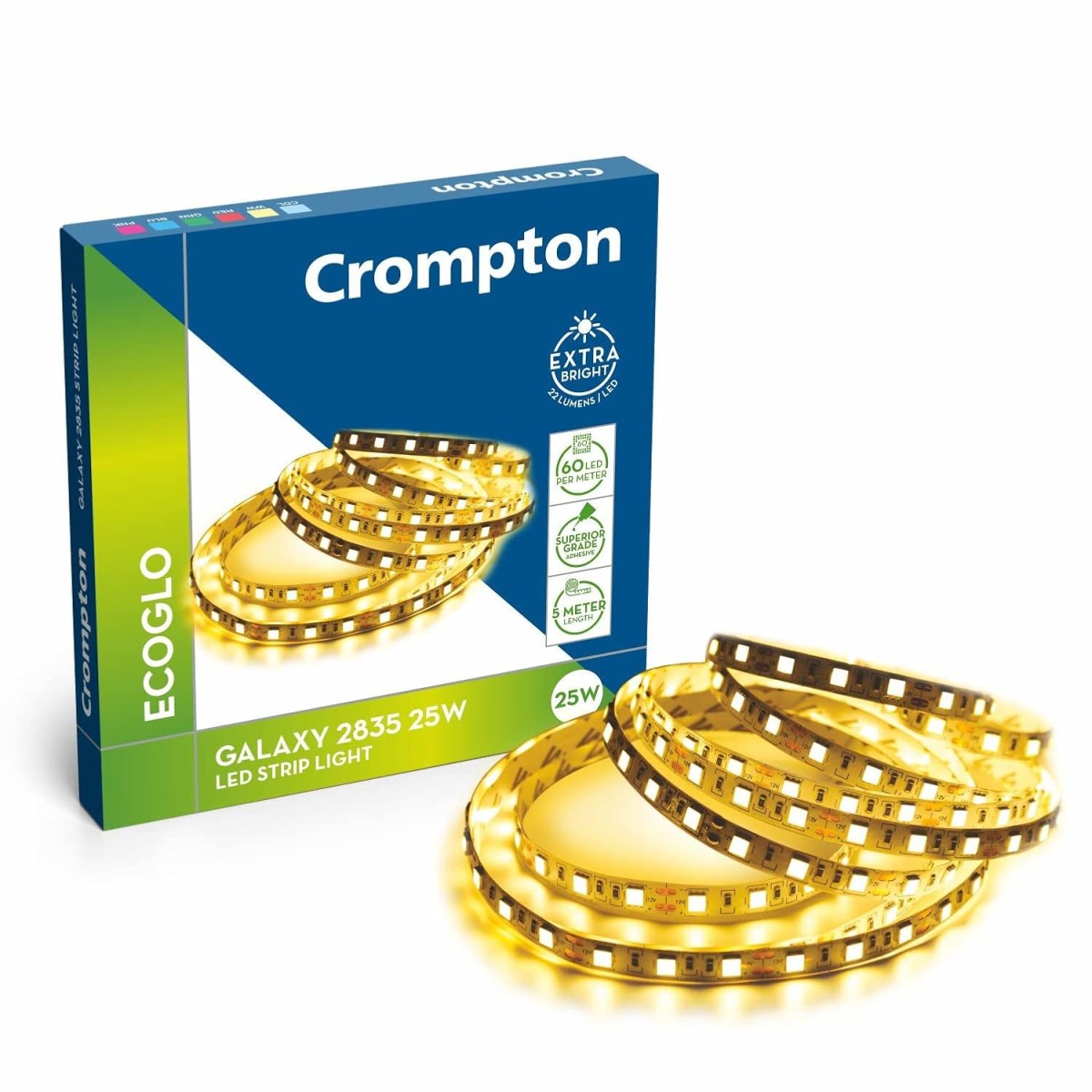 Crompton 5 Meter Strip Light Warm White 300 LEDs (Pack of 1) (Without Driver)