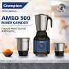 Crompton Ameo 500W Mixer Grinder with Powertron Motor & Motor Vent-X Technology, Robust design (3 Stainless Steel Jars, Blue and Black)