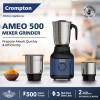 Crompton Ameo 500W Mixer Grinder with Powertron Motor & Motor Vent-X Technology, Robust design (3 Stainless Steel Jars, Blue and Black)