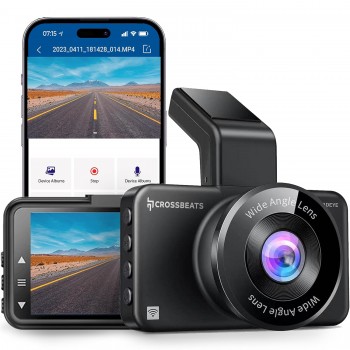 Crossbeats RoadEye Dash Cam| WiFi & APP | Full HD 1080P with 150° Wide Angle| Car Camera| Large 3" Screen Dashcam with Night Vision | G-Sensor | Loop Recording| Parking Monitor| Motion Detection|ADAS