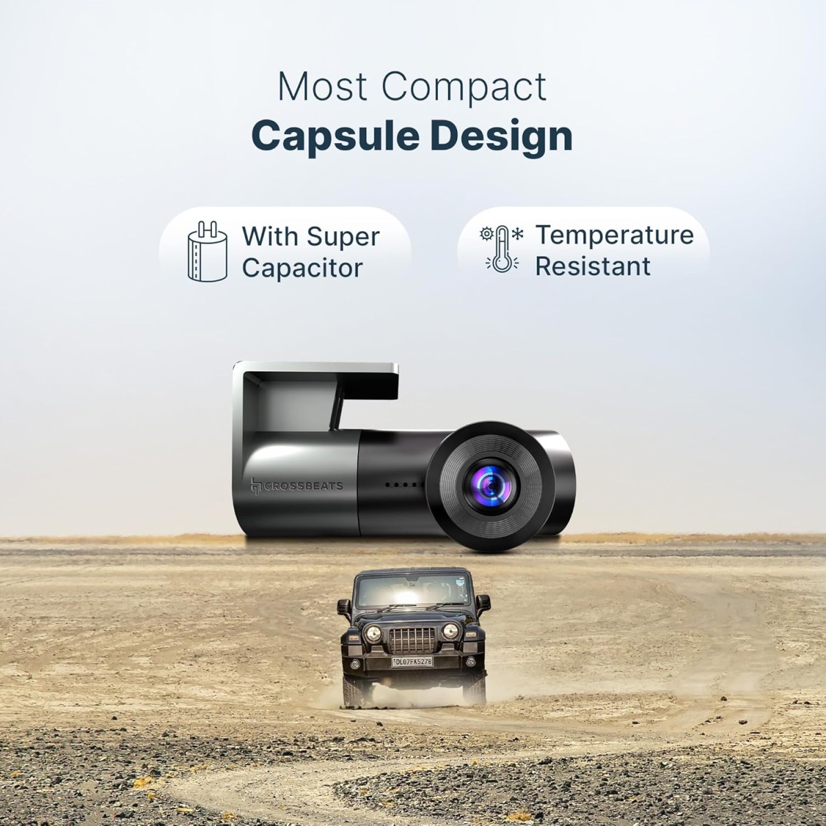 Crossbeats RoadEye-Neo-Dash Camera for Car WiFi & APP 2MP FHD 1080p 170° Wide Angle Dashcam 360° Front Camera for Car