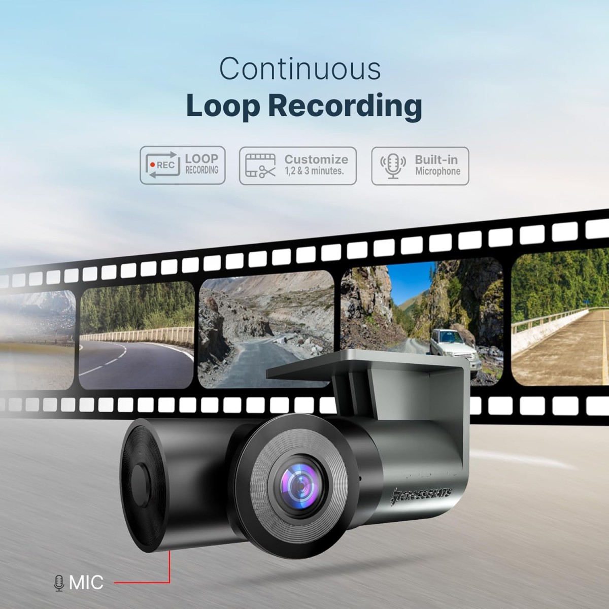 Crossbeats RoadEye-Neo-Dash Camera for Car WiFi & APP 2MP FHD 1080p 170° Wide Angle Dashcam 360° Front Camera for Car