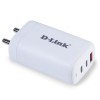 D-Link 65W Triple Port Fast Charger 2 Type-C & 1 USB-A for All Mobile Phones,Type C Enabled Laptops.Gan Technology(100W) Cable. - White