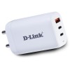 D-Link 65W Triple Port Fast Charger 2 Type-C & 1 USB-A for All Mobile Phones,Type C Enabled Laptops.Gan Technology(100W) Cable. - White