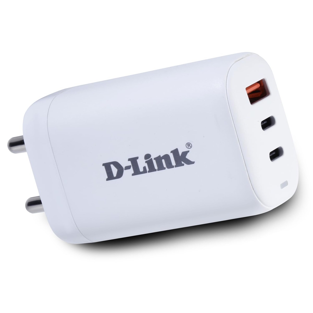 D-Link 65W Triple Port Fast Charger 2 Type-C & 1 USB-A for All Mobile Phones,Type C Enabled Laptops.Gan Technology(100W) Cable. - White