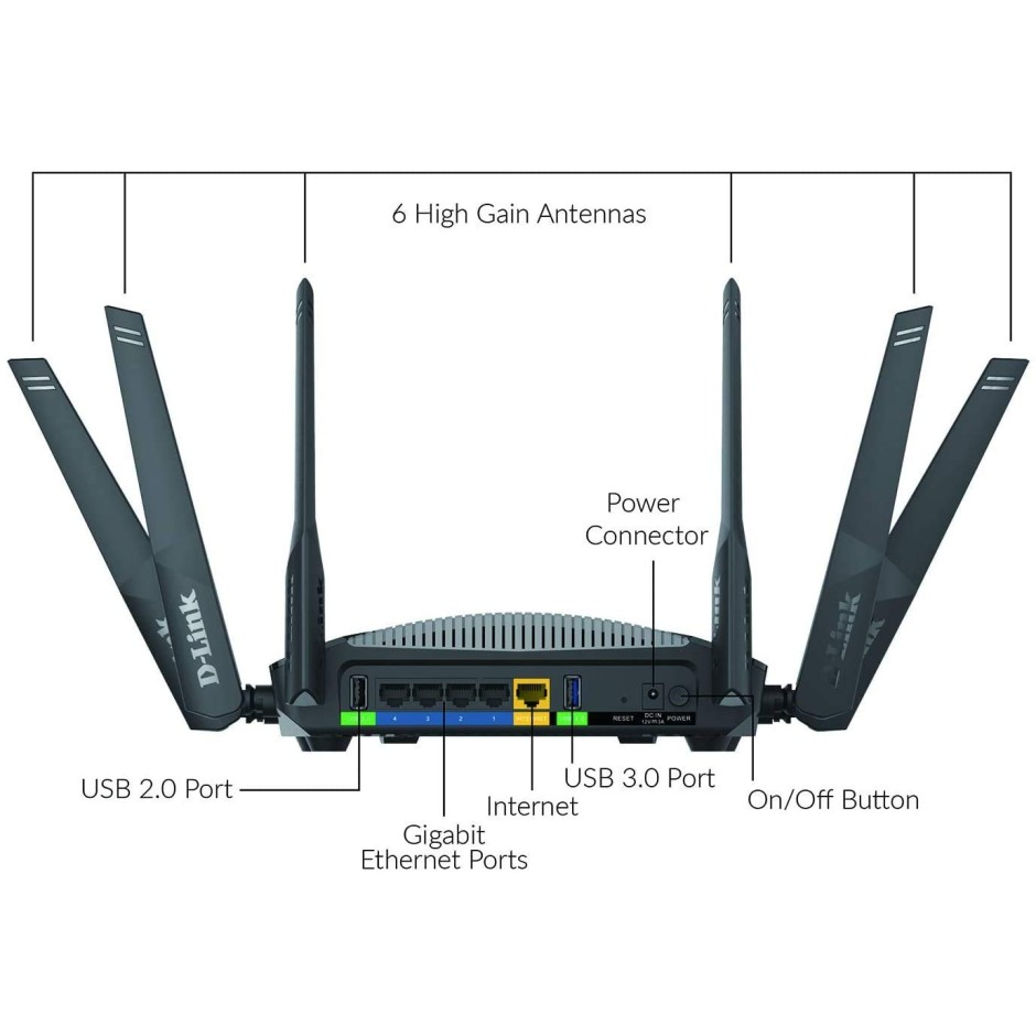 D-Link DIR-3060 WiFi Router AC3000 Mesh Smart Internet Network Compatible with Alexa & Google Assistant, MU-MIMO Tri Band Gigabit Gaming Mesh, Black D-Link DIR-3060 WiFi Router AC3000 Mesh Smart Internet Network Compatible with Alexa & Google Assistant, MU-MIMO Tri Band Gigabit Gaming Mesh, Black