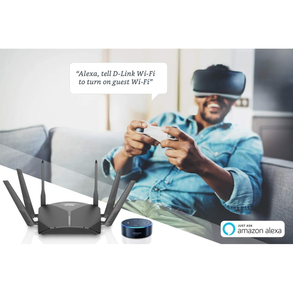 D-Link DIR-3060 WiFi Router AC3000 Mesh Smart Internet Network Compatible with Alexa & Google Assistant, MU-MIMO Tri Band Gigabit Gaming Mesh, Black D-Link DIR-3060 WiFi Router AC3000 Mesh Smart Internet Network Compatible with Alexa & Google Assistant, MU-MIMO Tri Band Gigabit Gaming Mesh, Black