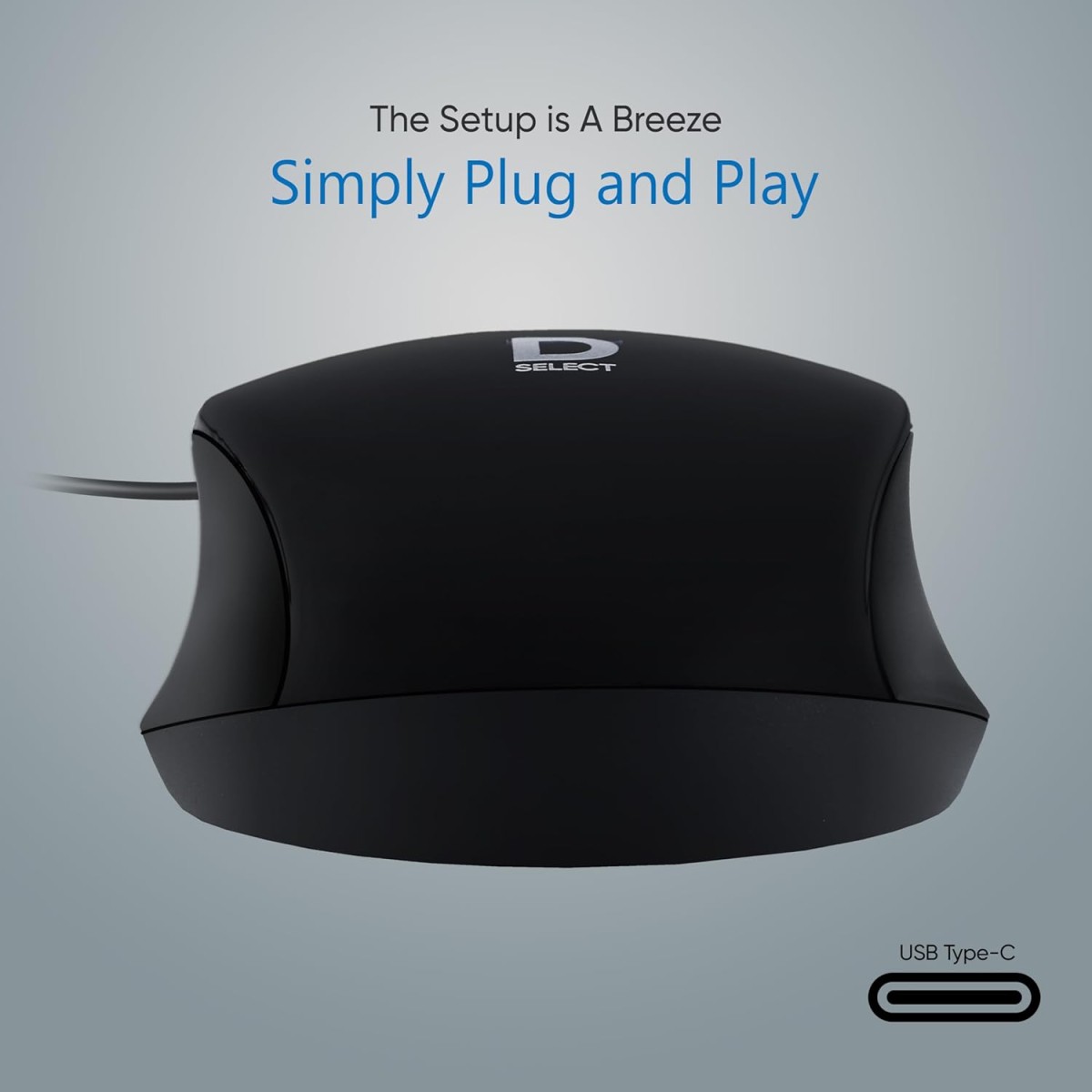 D SELECT Wireless Mouse DS320-Black with USB Type A Connector, 1200DPi, Lightweight | Marketed by Dell