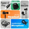 DIGIMORE Built-in Lapel Clip-On Microphone | Two-Way Headset | Omnidirectional Mic | Noise Reduction | for Recording, Streaming & Online Meetings | D-470 (Type-C)