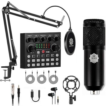 DIGIMORE Condenser Mic for Singing with V8 Sound Card | Condenser Microphone Kit | Voice Changer | Studio Recording Equipments Full Set, Voice Recorder Mic, Karaoke, Gaming, Podcast & Lecture (D-430) DIGIMORE Condenser Mic for Singing with V8 Sound Card | Condenser Microphone Kit | Voice Changer | Studio Recording Equipments Full Set, Voice Recorder Mic, Karaoke, Gaming, Podcast & Lecture (D-430)