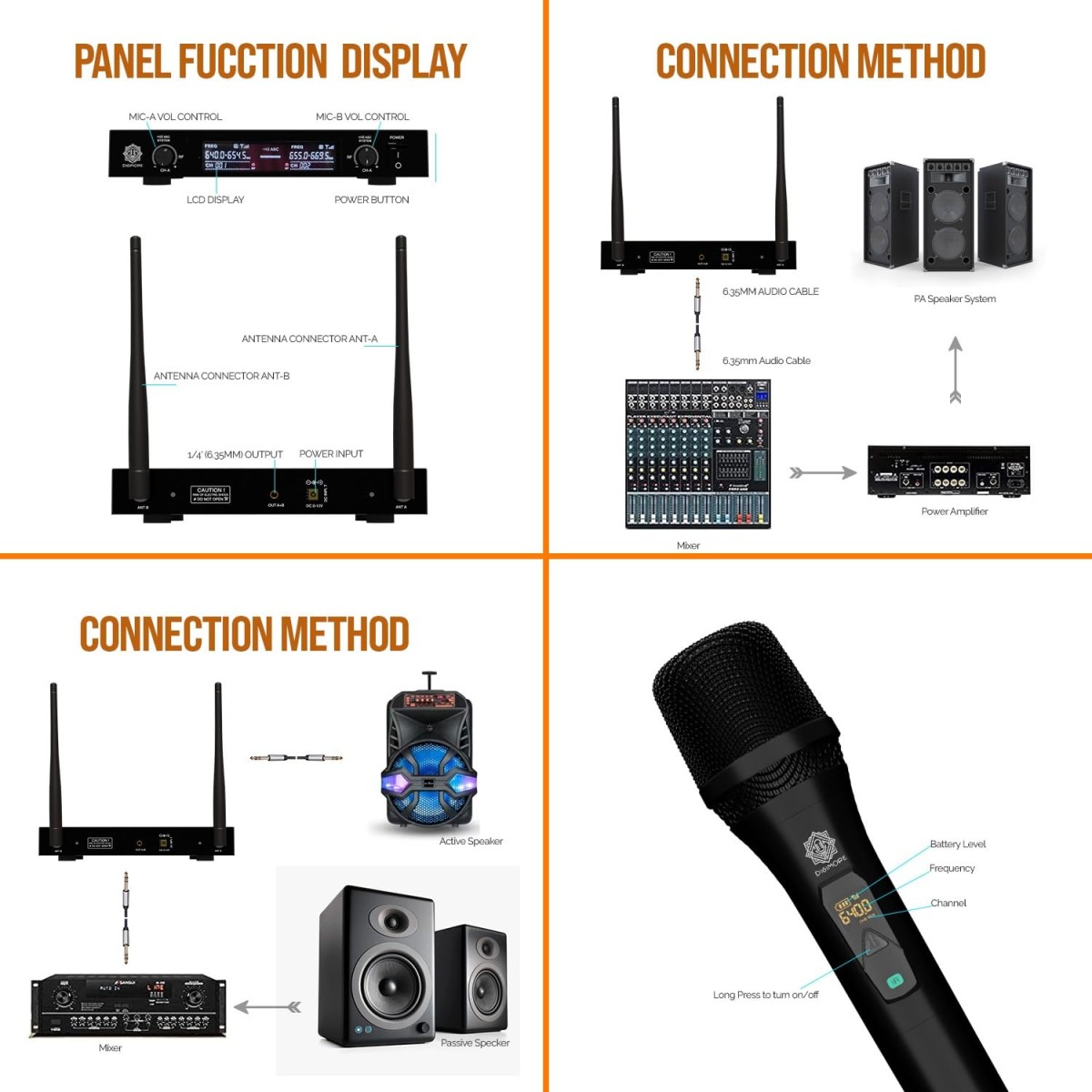 DIGIMORE D-310 Dual UHF Wireless Microphone System | 60 Channels | 500ft Range | Metal Body | Cardioid Pickup | UHF Connectivity | 6.35mm Output | for Singing, Live Events, Church, DJ & Karaoke DIGIMORE D-310 Dual UHF Wireless Microphone System | 60 Channels | 500ft Range | Metal Body | Cardioid Pickup | UHF Connectivity | 6.35mm Output | for Singing, Live Events, Church, DJ & Karaoke
