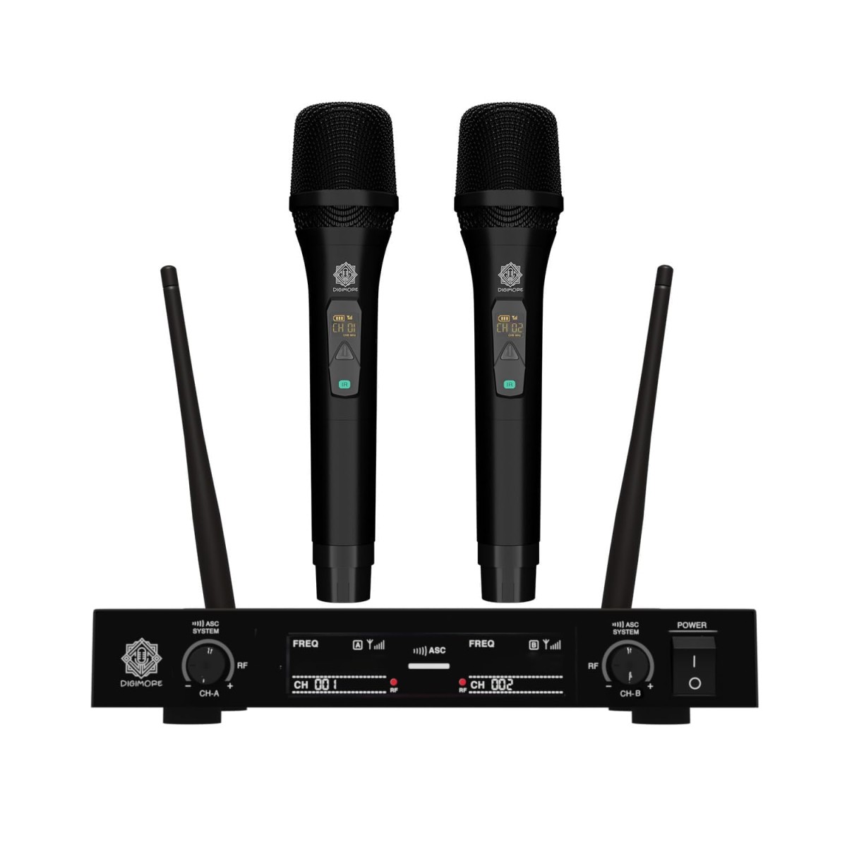 DIGIMORE D-310 Dual UHF Wireless Microphone System | 60 Channels | 500ft Range | Metal Body | Cardioid Pickup | UHF Connectivity | 6.35mm Output | for Singing, Live Events, Church, DJ & Karaoke DIGIMORE D-310 Dual UHF Wireless Microphone System | 60 Channels | 500ft Range | Metal Body | Cardioid Pickup | UHF Connectivity | 6.35mm Output | for Singing, Live Events, Church, DJ & Karaoke