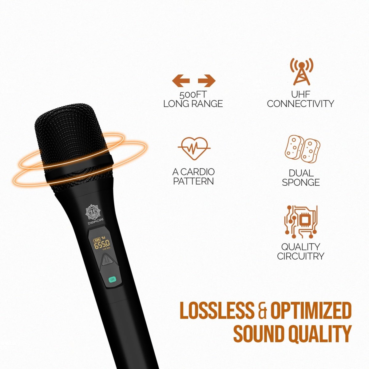 DIGIMORE D-310 Dual UHF Wireless Microphone System | 60 Channels | 500ft Range | Metal Body | Cardioid Pickup | UHF Connectivity | 6.35mm Output | for Singing, Live Events, Church, DJ & Karaoke DIGIMORE D-310 Dual UHF Wireless Microphone System | 60 Channels | 500ft Range | Metal Body | Cardioid Pickup | UHF Connectivity | 6.35mm Output | for Singing, Live Events, Church, DJ & Karaoke