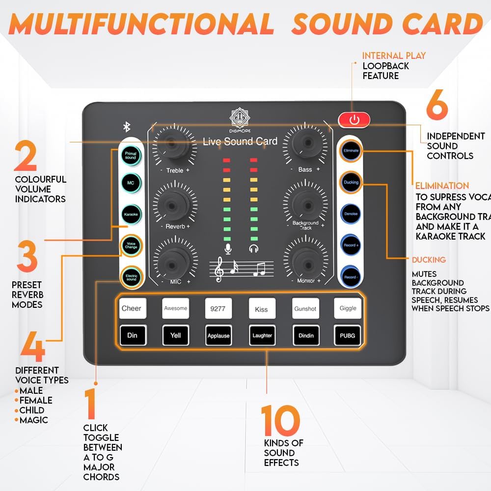 DIGIMORE Dual Condenser Microphone Kit for Singing with D-220 Sound Card | Studio Recording Equipments Full Set, Voice Recorder Mic, Karaoke, Gaming, Podcast & Lecture (D-442) DIGIMORE Dual Condenser Microphone Kit for Singing with D-220 Sound Card | Studio Recording Equipments Full Set, Voice Recorder Mic, Karaoke, Gaming, Podcast & Lecture (D-442)