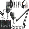 DIGIMORE Dual Condenser Microphone Kit for Singing with V8 Sound Card | Studio Recording Equipments Full Set, Voice Recorder Mic, Karaoke, Gaming, Podcast & Lecture (D-432)