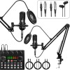 DIGIMORE Dual Condenser Microphone Kit for Singing with V8 Sound Card | Studio Recording Equipments Full Set, Voice Recorder Mic, Karaoke, Gaming, Podcast & Lecture (D-432)