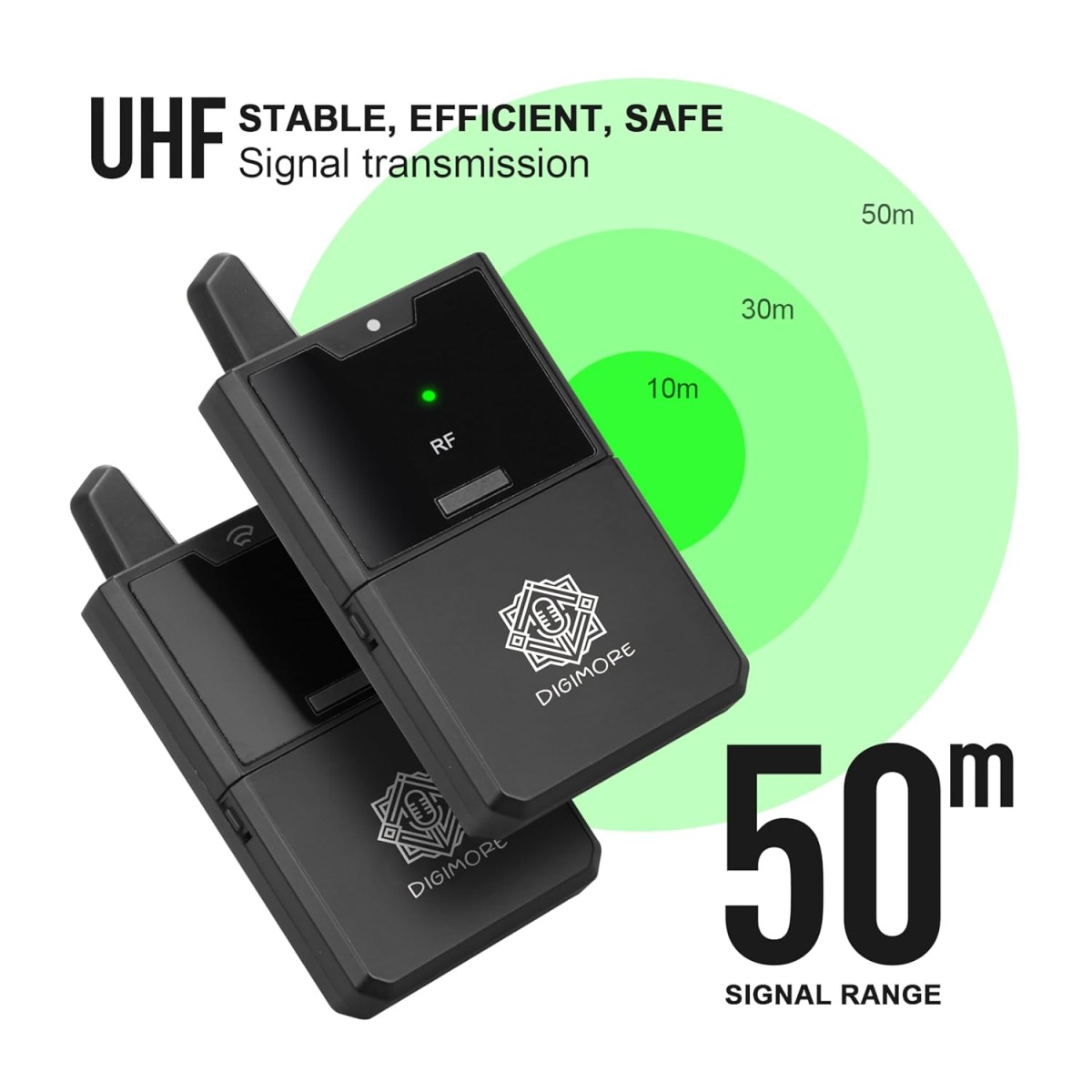 DIGIMORE Dual UHF Wireless Handheld Microphone for Camera & Smartphones | 30 Channels | 324ft Range | Cardioid Pickup | for Interviews, Vlogging, Singing & Events (D-343 HH)