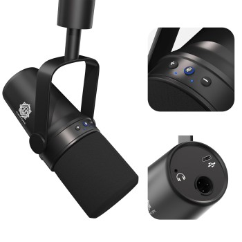 DIGIMORE Dynamic Podcast Microphone | USB/XLR Microphone kit for Streaming & Gaming | 24-Bit/192kHz Chip | Built-in Headphone Output | Mute Button, Gain Button (D-490)