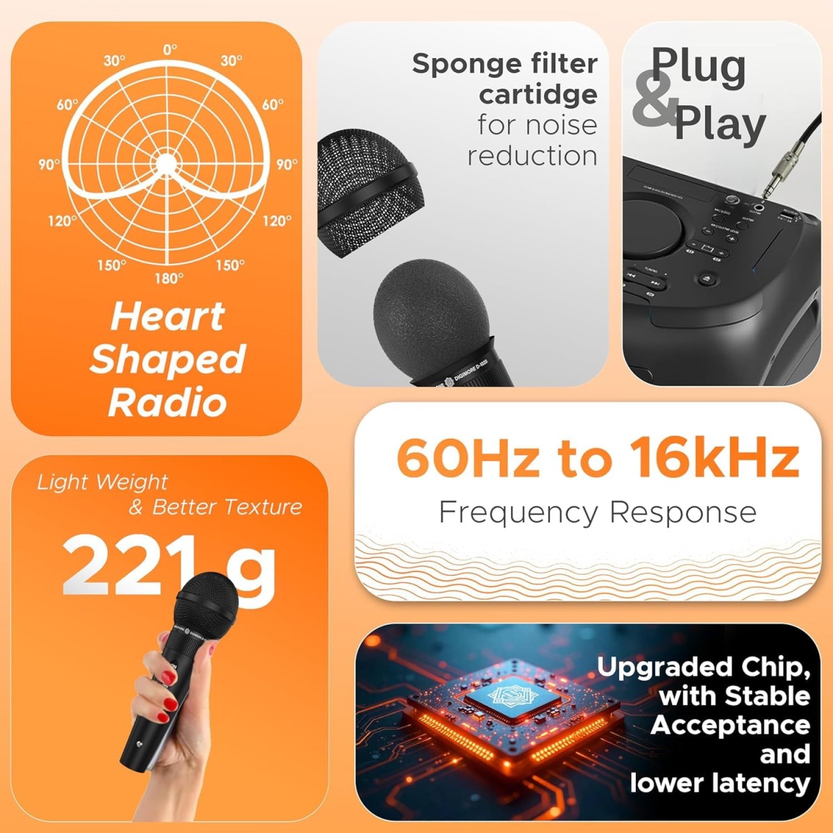 DIGIMORE Professional Cardioid Dynamic Microphone | Wired Mic with 20ft XLR Cable & Mic Holder | for Vocals, Singing, Karaoke, Live Performance, Studio, PA System, Stage, Recording (D-1020) DIGIMORE Professional Cardioid Dynamic Microphone | Wired Mic with 20ft XLR Cable & Mic Holder | for Vocals, Singing, Karaoke, Live Performance, Studio, PA System, Stage, Recording (D-1020)