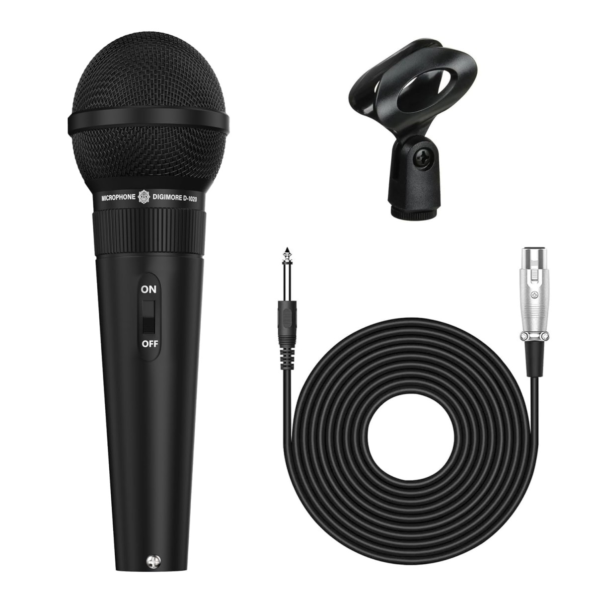 DIGIMORE Professional Cardioid Dynamic Microphone | Wired Mic with 20ft XLR Cable & Mic Holder | for Vocals, Singing, Karaoke, Live Performance, Studio, PA System, Stage, Recording (D-1020) DIGIMORE Professional Cardioid Dynamic Microphone | Wired Mic with 20ft XLR Cable & Mic Holder | for Vocals, Singing, Karaoke, Live Performance, Studio, PA System, Stage, Recording (D-1020)