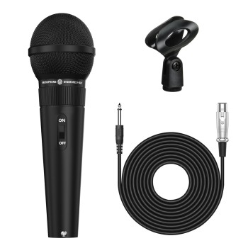 DIGIMORE Professional Cardioid Dynamic Microphone | Wired Mic with 20ft XLR Cable & Mic Holder | for Vocals, Singing, Karaoke, Live Performance, Studio, PA System, Stage, Recording (D-1020)