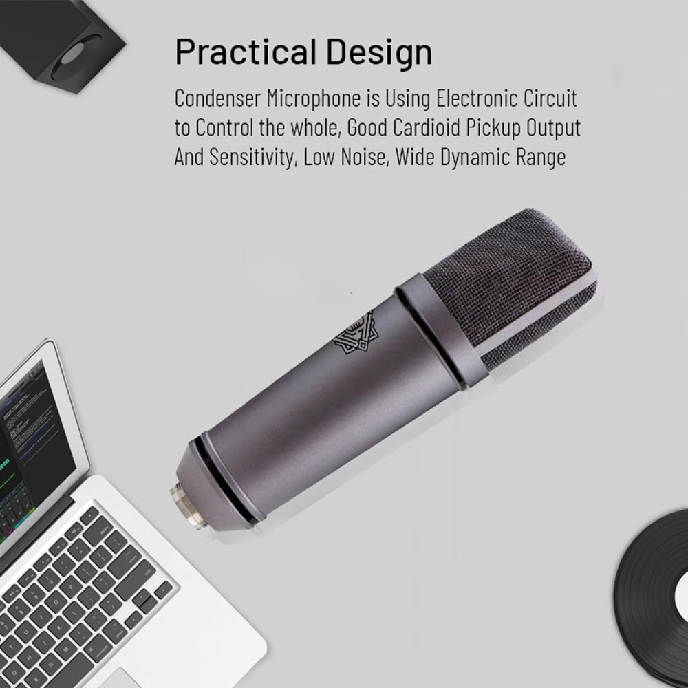 DIGIMORE Professional Condenser Microphone Kit with Audio Interface for Podcasting Live Streaming Singing PC Mobile YouTube (D-410/400)