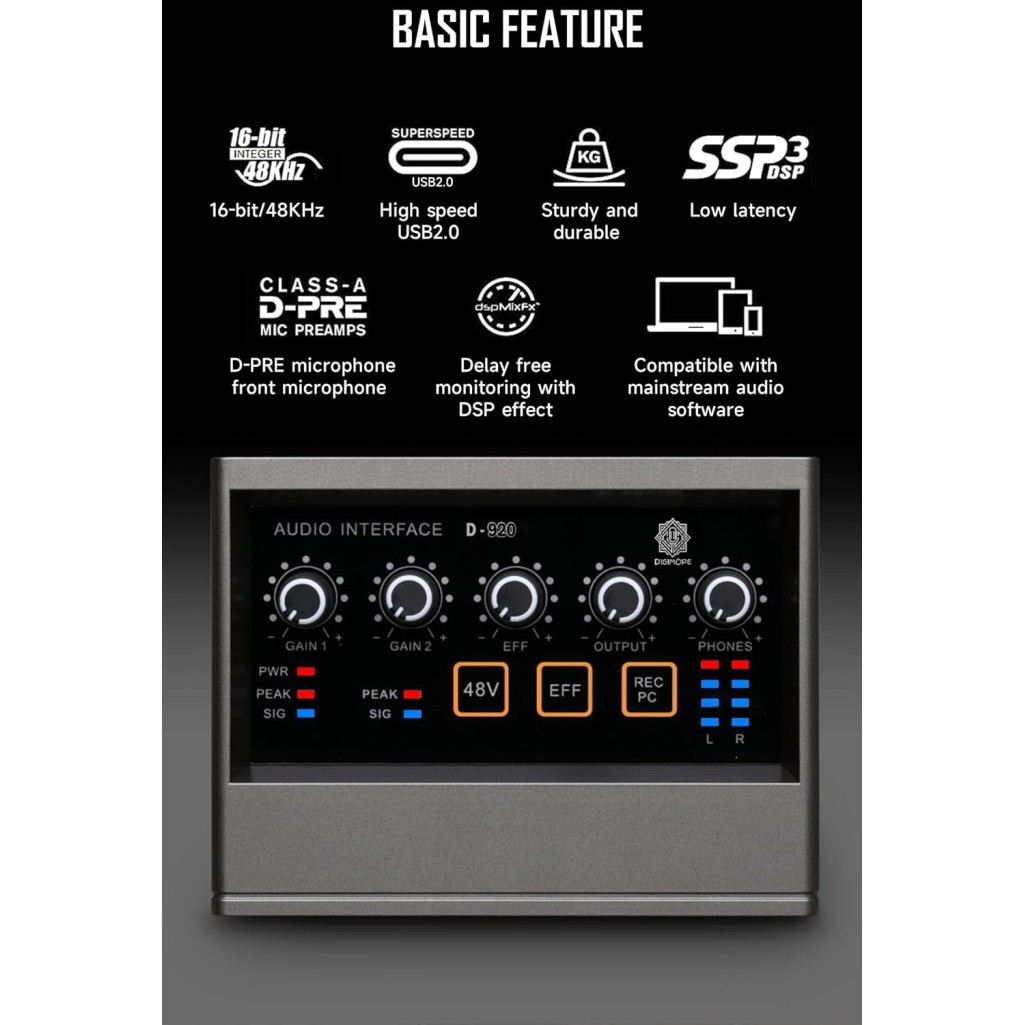 DIGIMORE Professional Condenser Microphone Kit with Audio Interface for Podcasting Live Streaming Singing PC Mobile YouTube (D-410/400)