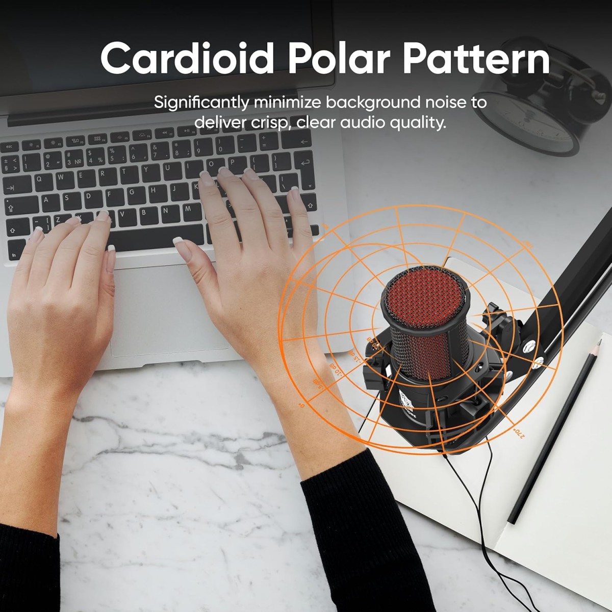 DIGIMORE USB Condenser Microphone Kit | 192kHz/24bit | BoomArm, Pop Filter, Mic Cover, Shock Mount, Tripod & 2.5M USB Cable | Podcasting, Gaming, Singing & Live Streaming (D-500)