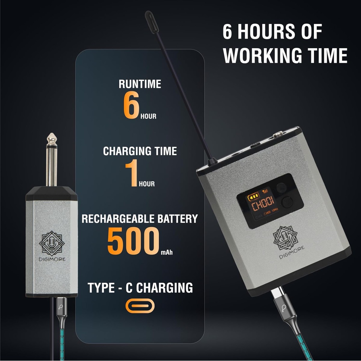 DIGIMORE Wireless Headset Microphone Mic | 150ft Range | 2400 MHz Frequency | 5Hrs Battery | Ideal for Stage Performances, Wedding, DJ, Party, Speech, Vlogging (D-345) DIGIMORE Wireless Headset Microphone Mic | 150ft Range | 2400 MHz Frequency | 5Hrs Battery | Ideal for Stage Performances, Wedding, DJ, Party, Speech, Vlogging (D-345)