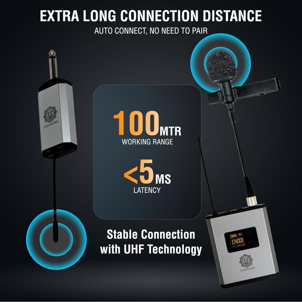DIGIMORE Wireless Headset Microphone Mic | 150ft Range | 2400 MHz Frequency | 5Hrs Battery | Ideal for Stage Performances, Wedding, DJ, Party, Speech, Vlogging (D-345) DIGIMORE Wireless Headset Microphone Mic | 150ft Range | 2400 MHz Frequency | 5Hrs Battery | Ideal for Stage Performances, Wedding, DJ, Party, Speech, Vlogging (D-345)