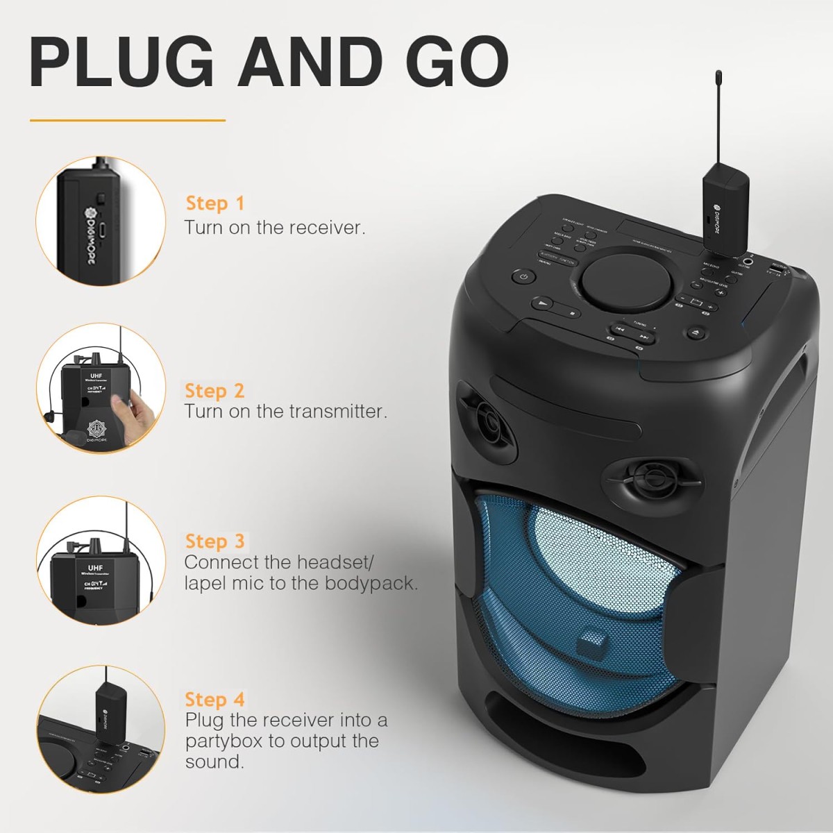 DIGIMORE Wireless Microphone System | Cordless Microphone with Headset Mic | 2400 MHz Mic Ideal for Karaoke, Conference, Stage Performances, Wedding, DJ, Party, Speech (D-341) DIGIMORE Wireless Microphone System | Cordless Microphone with Headset Mic | 2400 MHz Mic Ideal for Karaoke, Conference, Stage Performances, Wedding, DJ, Party, Speech (D-341)