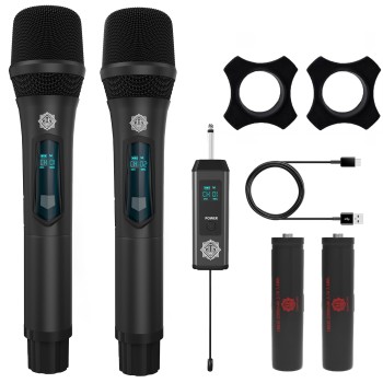DIGIMORE Wireless Microphone for Singing | 6Hrs Battery | 160ft Range | Type-C Charging | 2400MHz Cordless Mic for House Parties, Outdoor Party, Singing, Classroom, Chruch (D-350) DIGIMORE Wireless Microphone for Singing | 6Hrs Battery | 160ft Range | Type-C Charging | 2400MHz Cordless Mic for House Parties, Outdoor Party, Singing, Classroom, Chruch (D-350)
