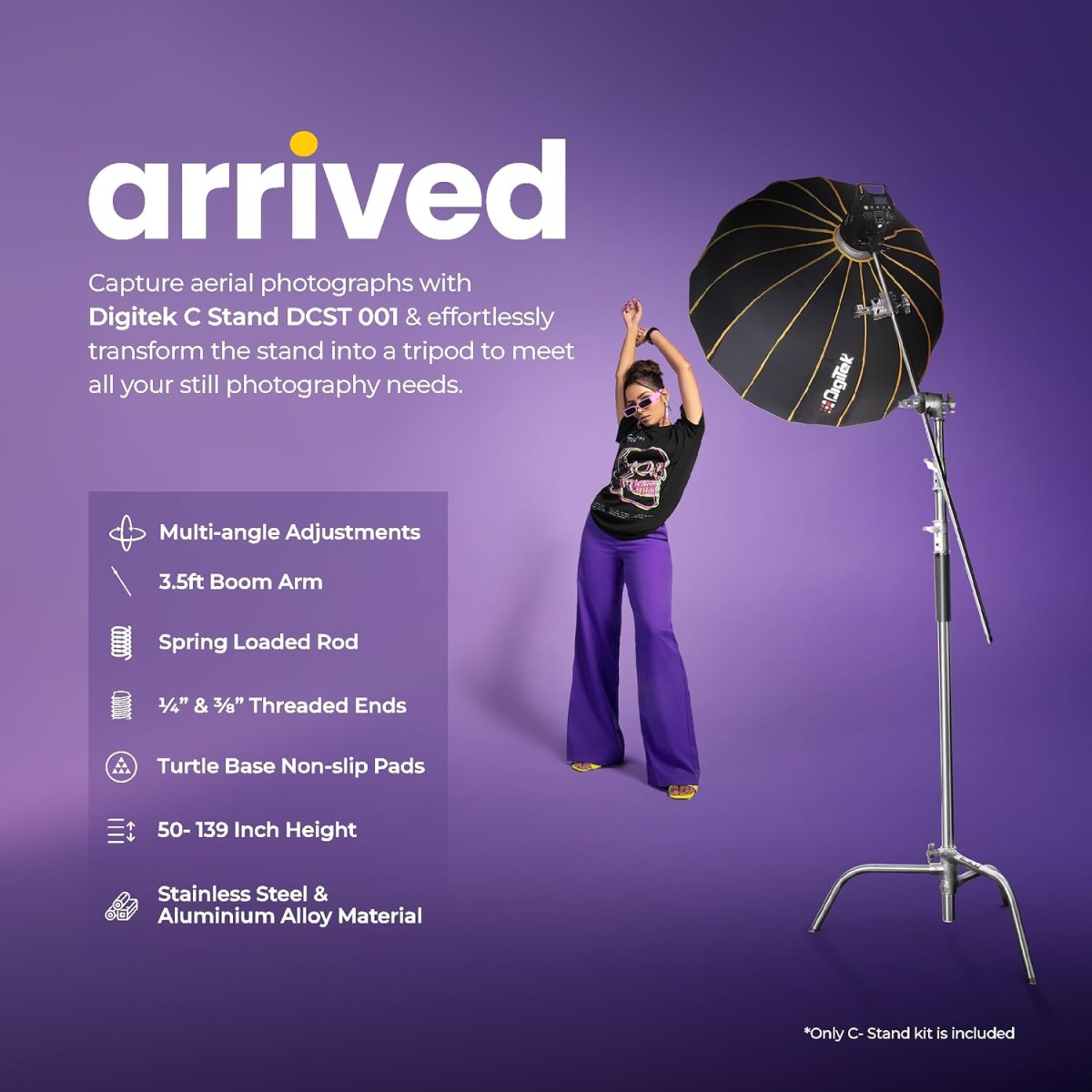 DIGITEK® (DLS-006FT) Lightweight & Portable Aluminum Alloy Light Stand for Ring Light, Reflector, Flash Units, Diffuser, Portrait, Softbox, Studio Lighting & More Ideal for Outdoor & Indoor Shoots