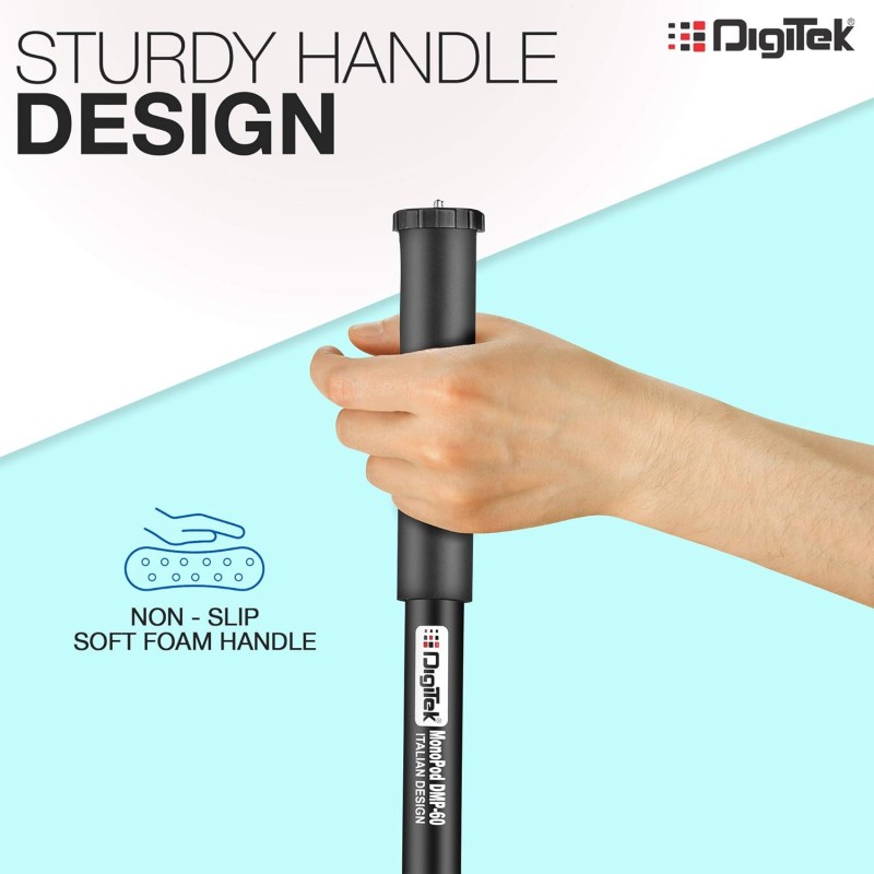 DIGITEK (DMP 60N) Professional Monopod with 4 Extendable Sections & Dual Mount Thread Adapter (1/4inch and 3/8inch), Load Upto: 5 kgs, Max. Operating Height: 157 CM (Black) DIGITEK (DMP 60N) Professional Monopod with 4 Extendable Sections & Dual Mount Thread Adapter (1/4inch and 3/8inch), Load Upto: 5 kgs, Max. Operating Height: 157 CM (Black)